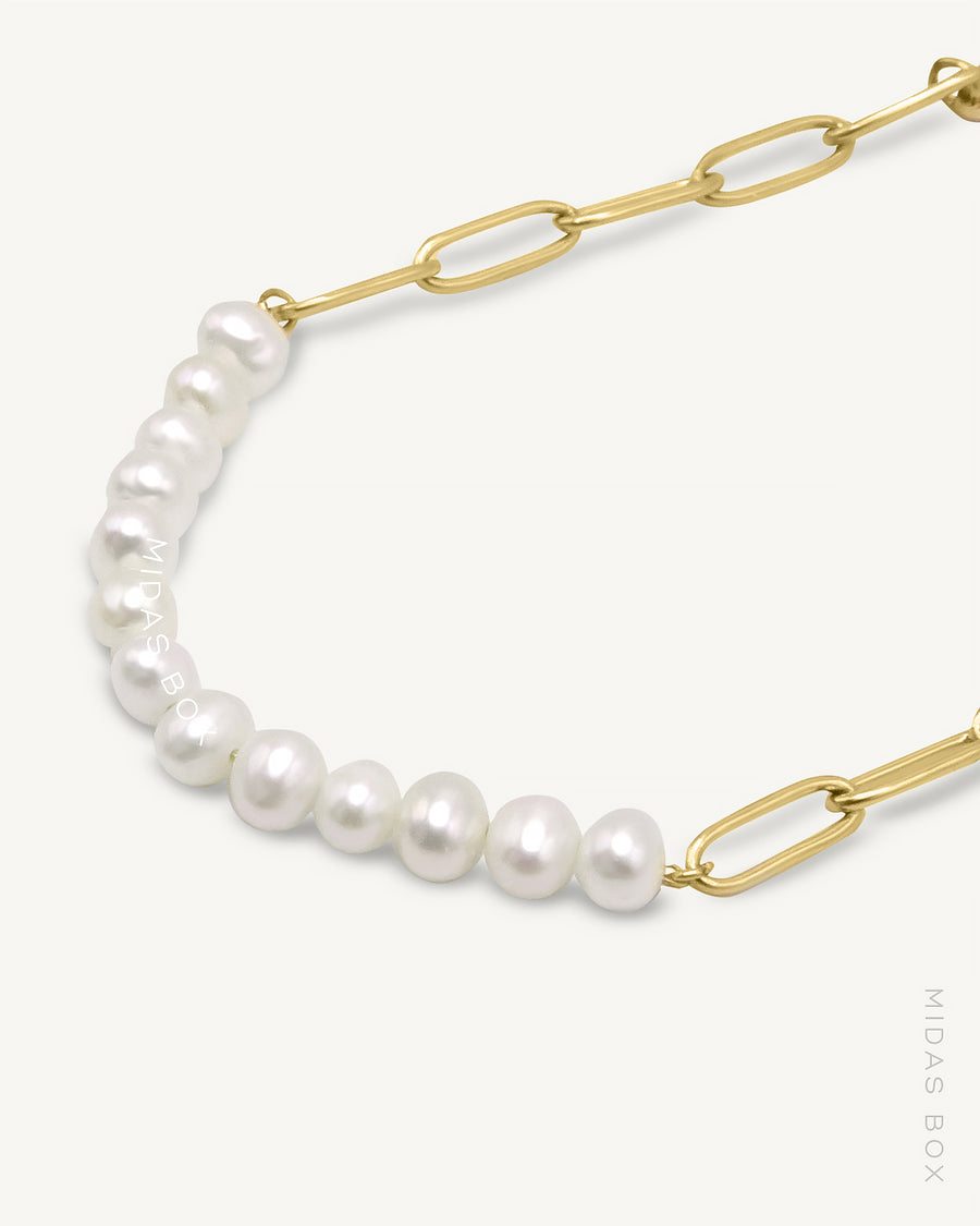 Paperclip Freshwater Pearl Bracelet