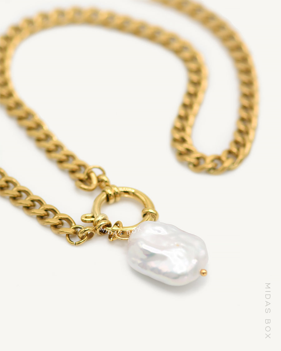 Freshwater Pearl Pendant Miami Cuban Necklace