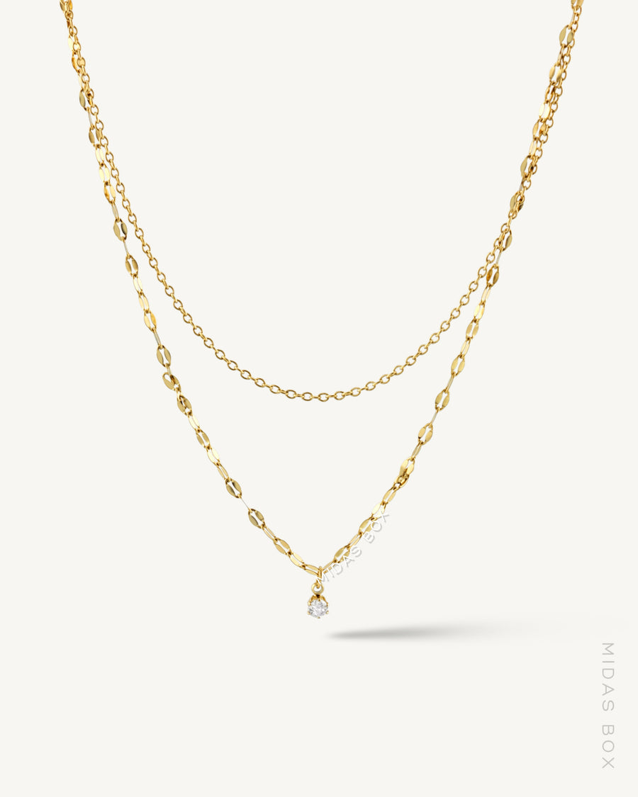 Two-Layered Solitaire Necklace Set