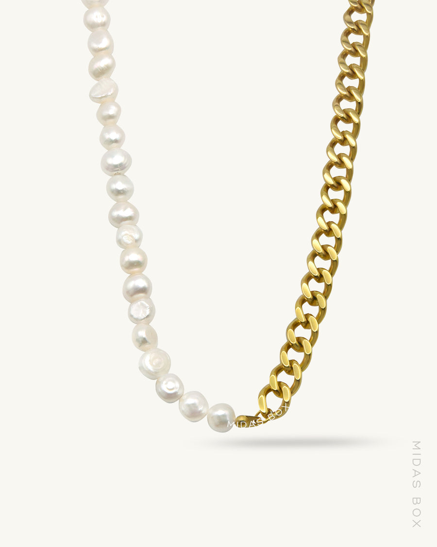 Freshwater Pearl Miami Cuban Asymmetric Necklace