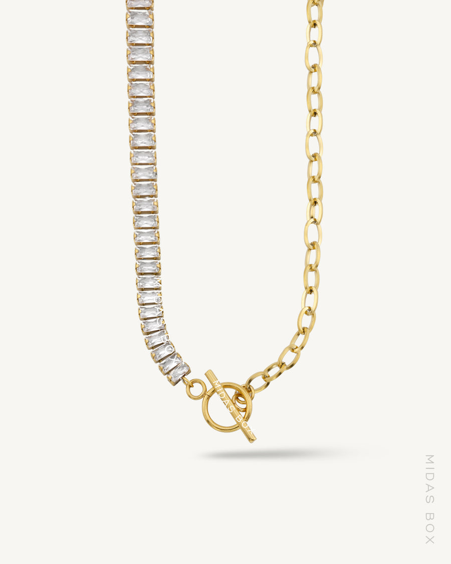 Baguette x Cable Link Asymmetric Necklace