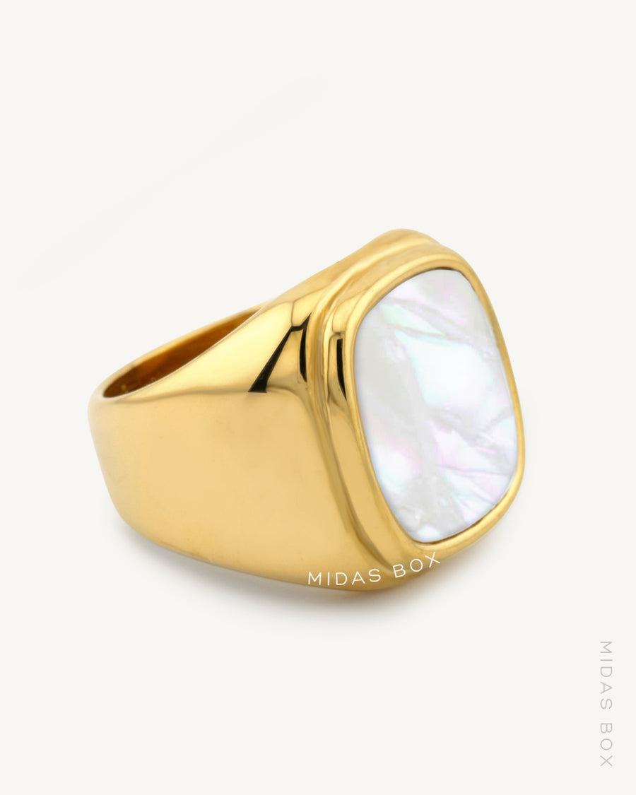 Chunky Square Mother Of Pearl Ring