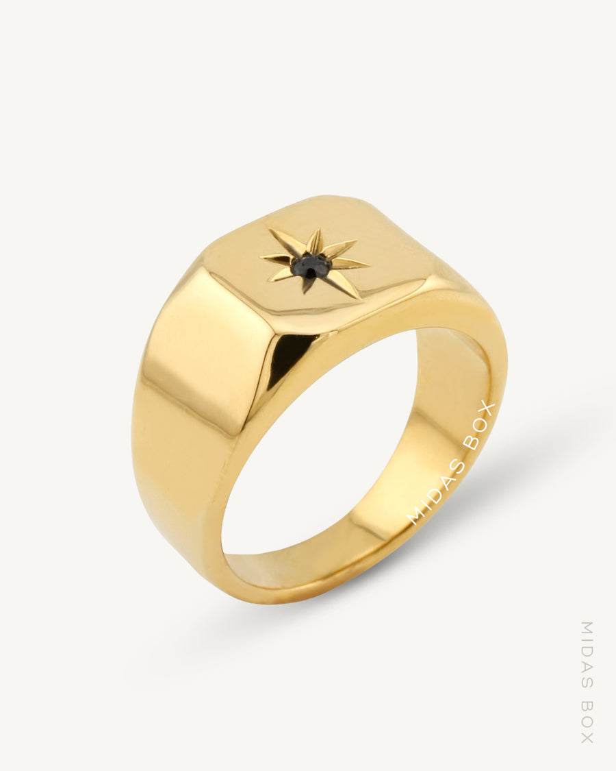 Black Zircon Star Ring