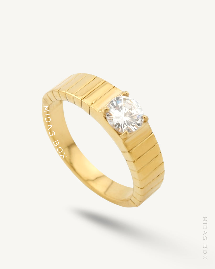 Ribbed Zircon Ring